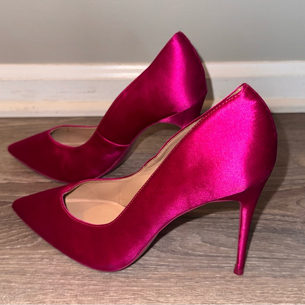 Aldo Fuchsia pink Satin Pointed toe Stiletto Pumps 8 - Picture 2 of 12